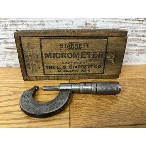 Vtg 203F Micrometer The LS Starrett Co. Athol Mass USA w/Box WORKS